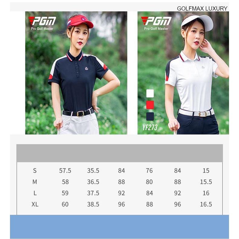 Áo ngắn tay Golf nữ chính hãng PGM - YF273 - Chất liệu vải sợi Polyester cao cấp, bền đẹp