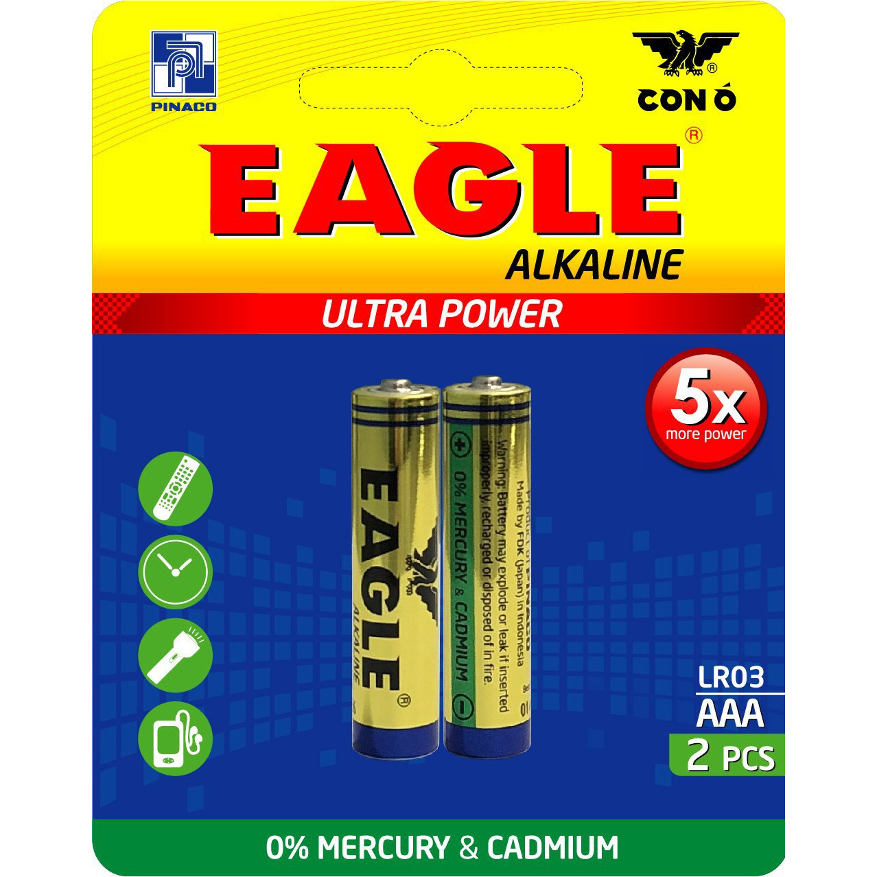 Pin đũa CON Ó (EAGLE) LR03 Alkaline AAA - Combo 3 vỉ (6 viên) - HÀNG CHÍNH HÃNG