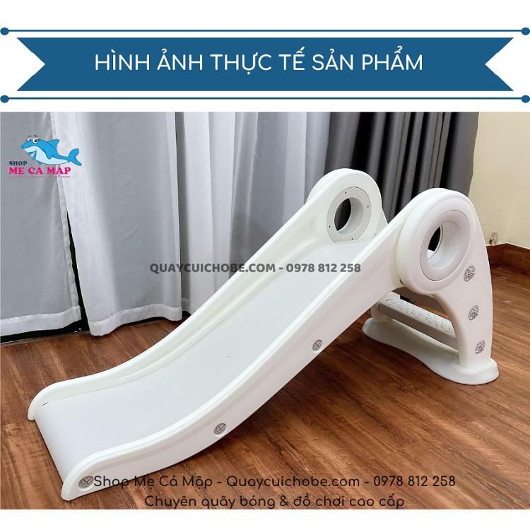 Cầu trượt cho bé gấp gọn đủ 3 màu Hồng xanh trắng, có sẵn nhựa nguyên sinh HDPE an toàn