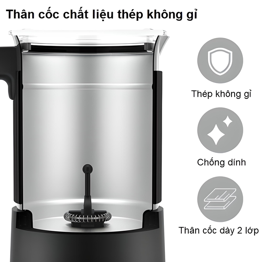 Máy đánh sữa tạo bọt cao cấp thương hiệu Biolomix BD02 - Công suất: 250W - Hàng Chính Hãng