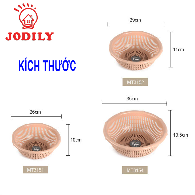 Bộ 3 Rổ Nhựa Jodily Hàng Cao Cấp Siêu Cứng Cáp Bóng Đẹp