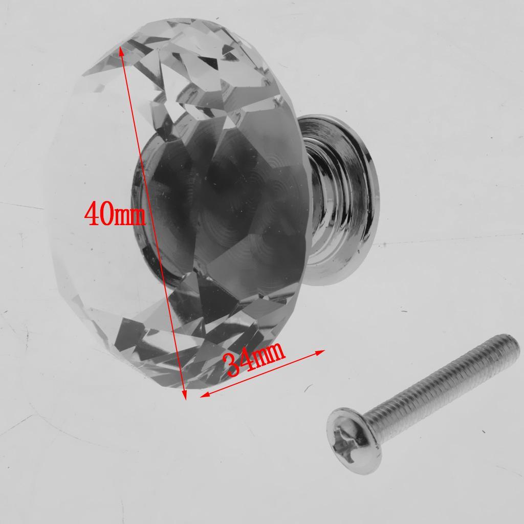 10pcs Glass Diamond Door Knob Drawer Dresser Pull Handle Cabinet Hardware