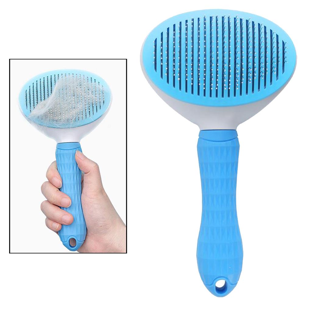 Dog Neat Slicker Grooming Brush Professional Self Cleaning Button Strong Blue