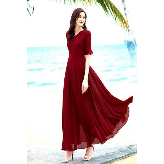 ĐẦM XÒE MAXI TAY LOE CÓ 5 MÀU