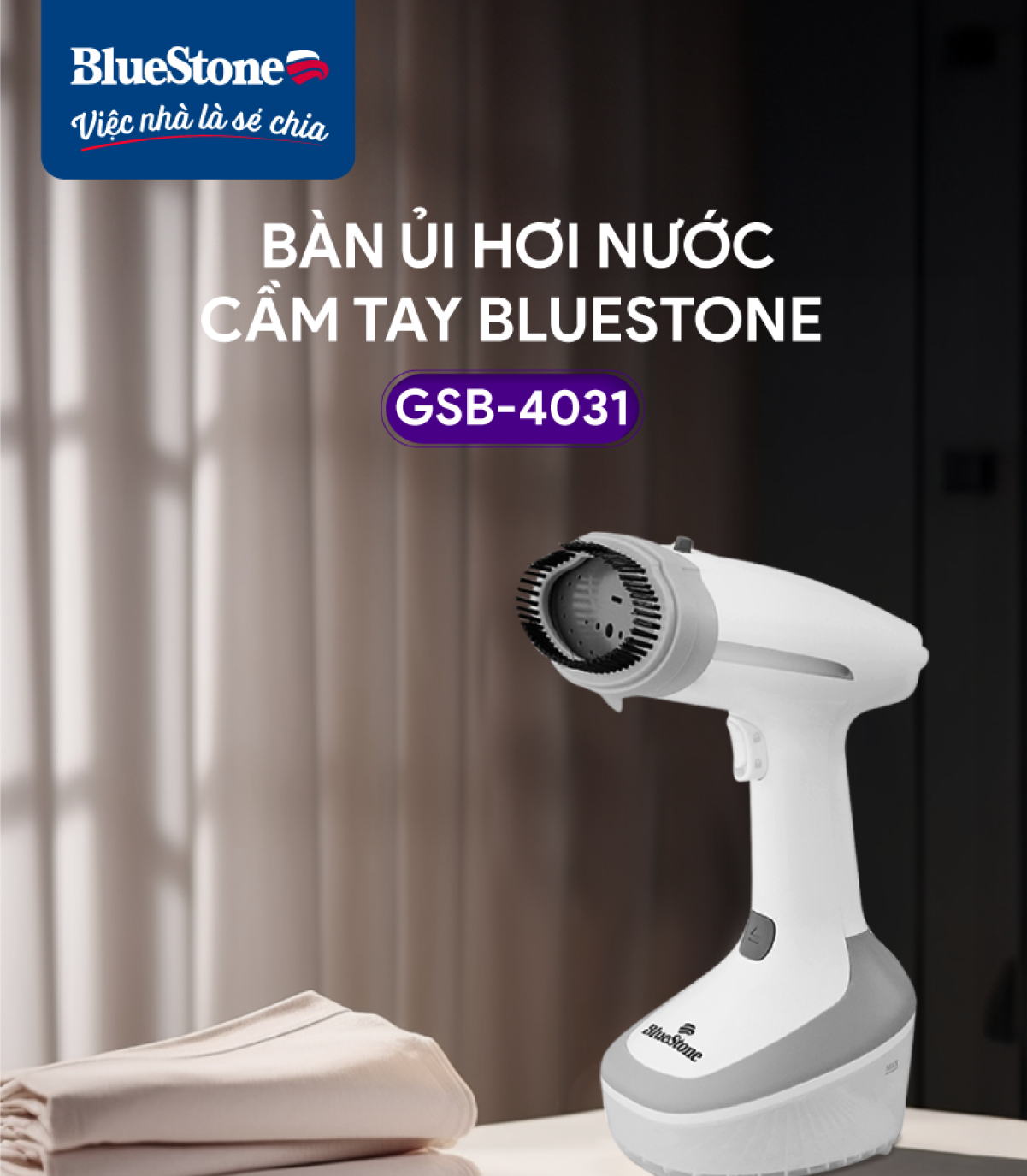 Bàn Ủi Hơi Nước Cầm Tay BlueStone GSB-4031 (1630W) - Hàng Chính Hãng