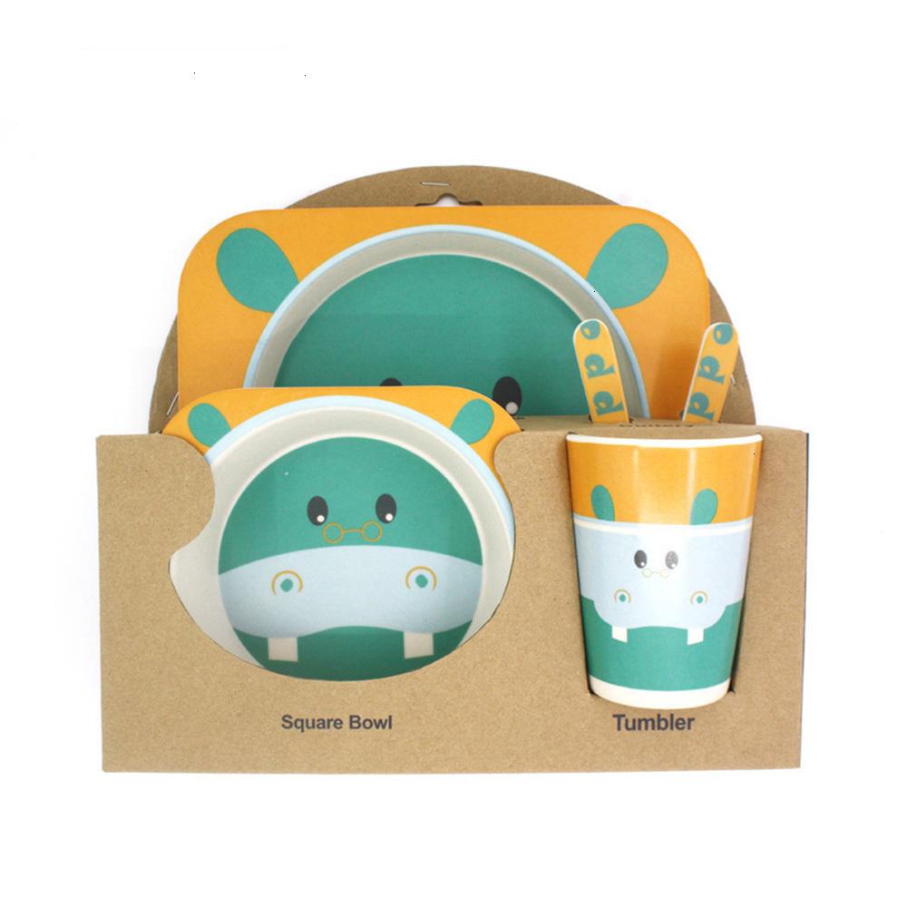 5 Cái/bộ Bát Ăn Cho Bé Bộ Trẻ Sáng Tạo Chống Rơi Sợi Tre Bộ Đồ Ăn Cho Bé Ăn Phân Vùng Món Ăn Động Vật Hoạt Hình Thìa Cho Bé đĩa