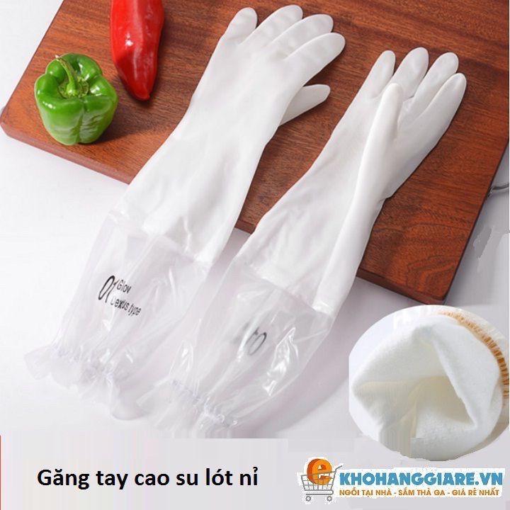GĂNG TAY CAO SU NON LÓT NỈ SIÊU DAI