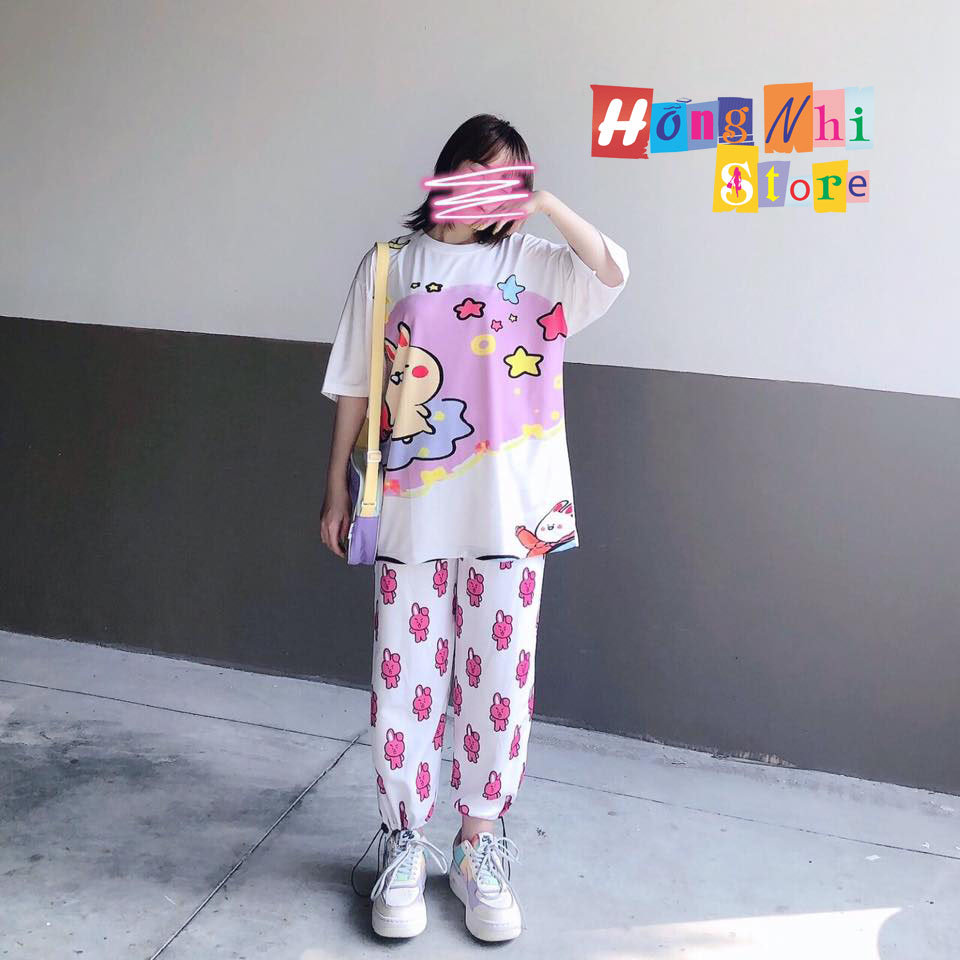 Quần Jogger Cartoon Pant Unisex Quần Con Thỏ, Quần Hoạt Hình Dài Lưng Thun Bo Lai - MM