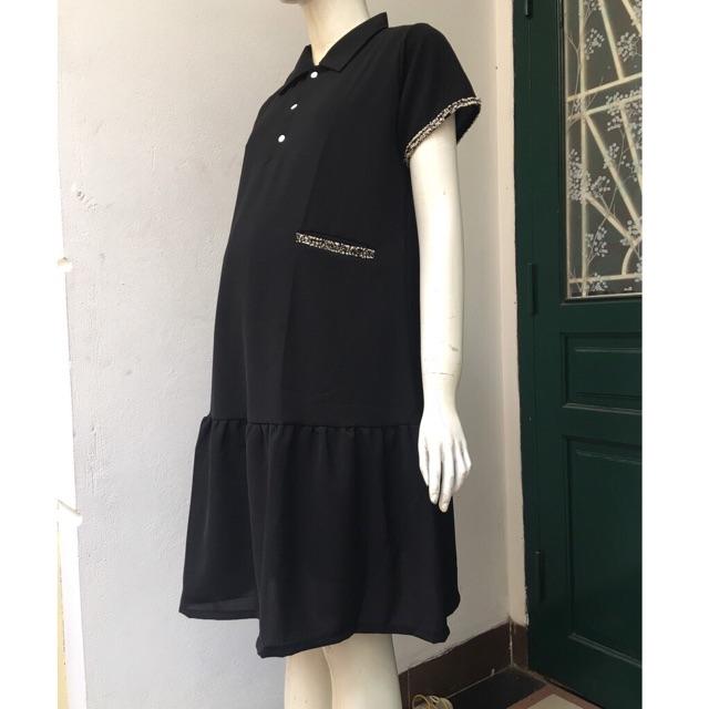 Váy bầu suông thiết kế Aidenshop Đầm bầu công sở màu đen
