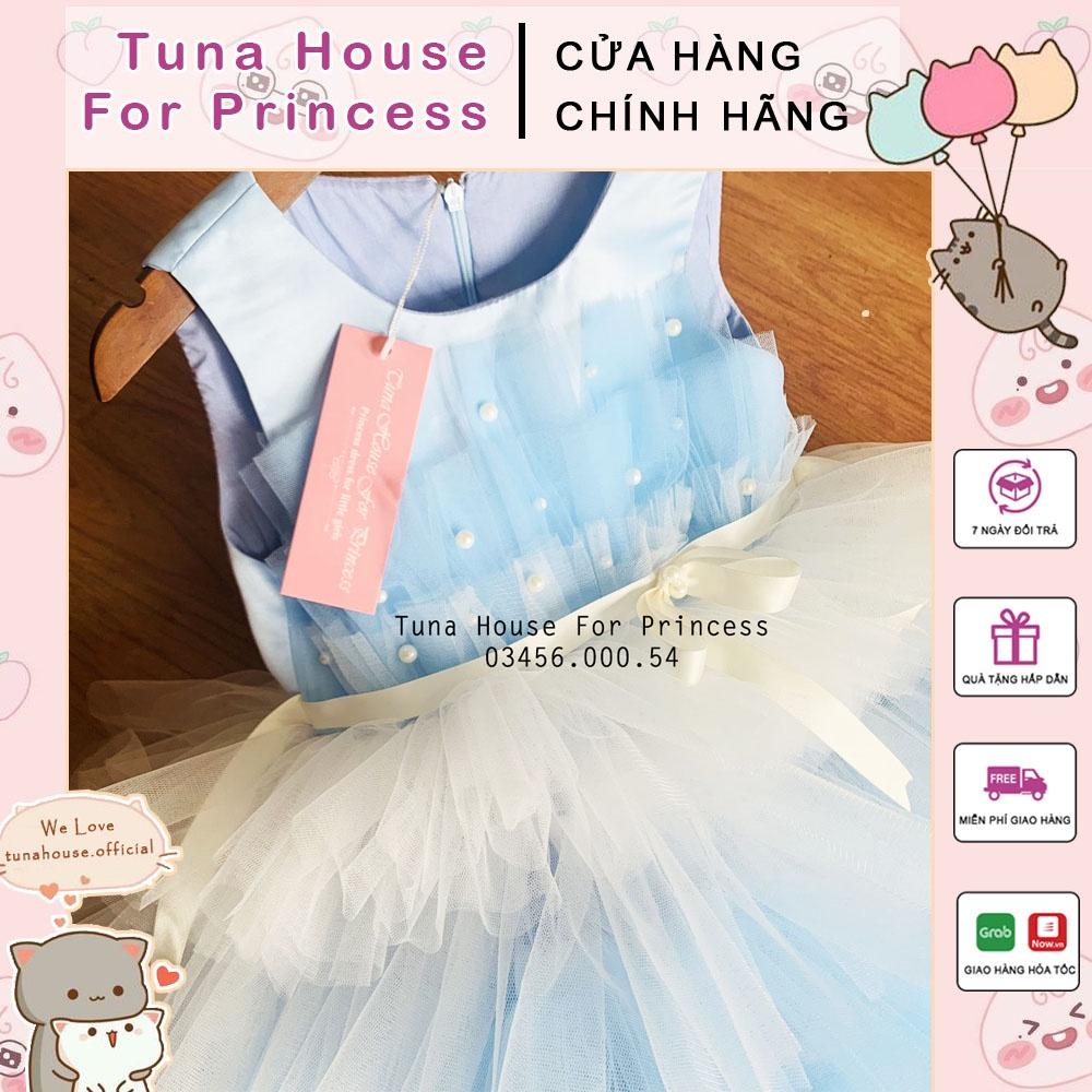 Váy đầm xoè công chúa thiết kế cho bé gái Kali nhiều tầng tone xanh - Tuna House For Princess