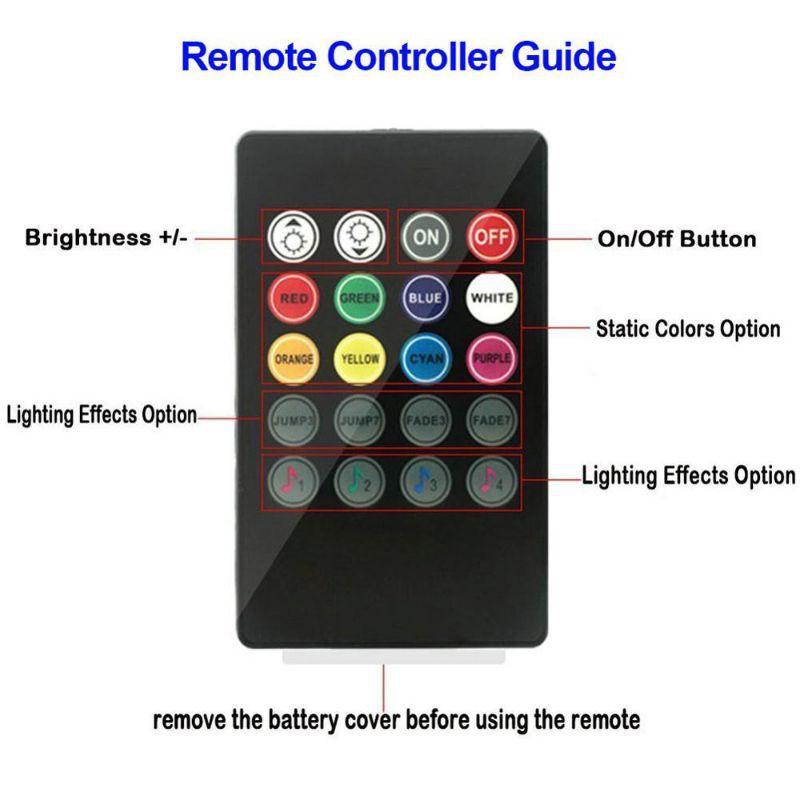 BỘ 4 Dải ĐÈN LED 48 Bóng 7 MÀU Led CẢM ỨNG THEO NHẠc RGB trang trí nội thất xe ô tô kèm bộ điều khiển