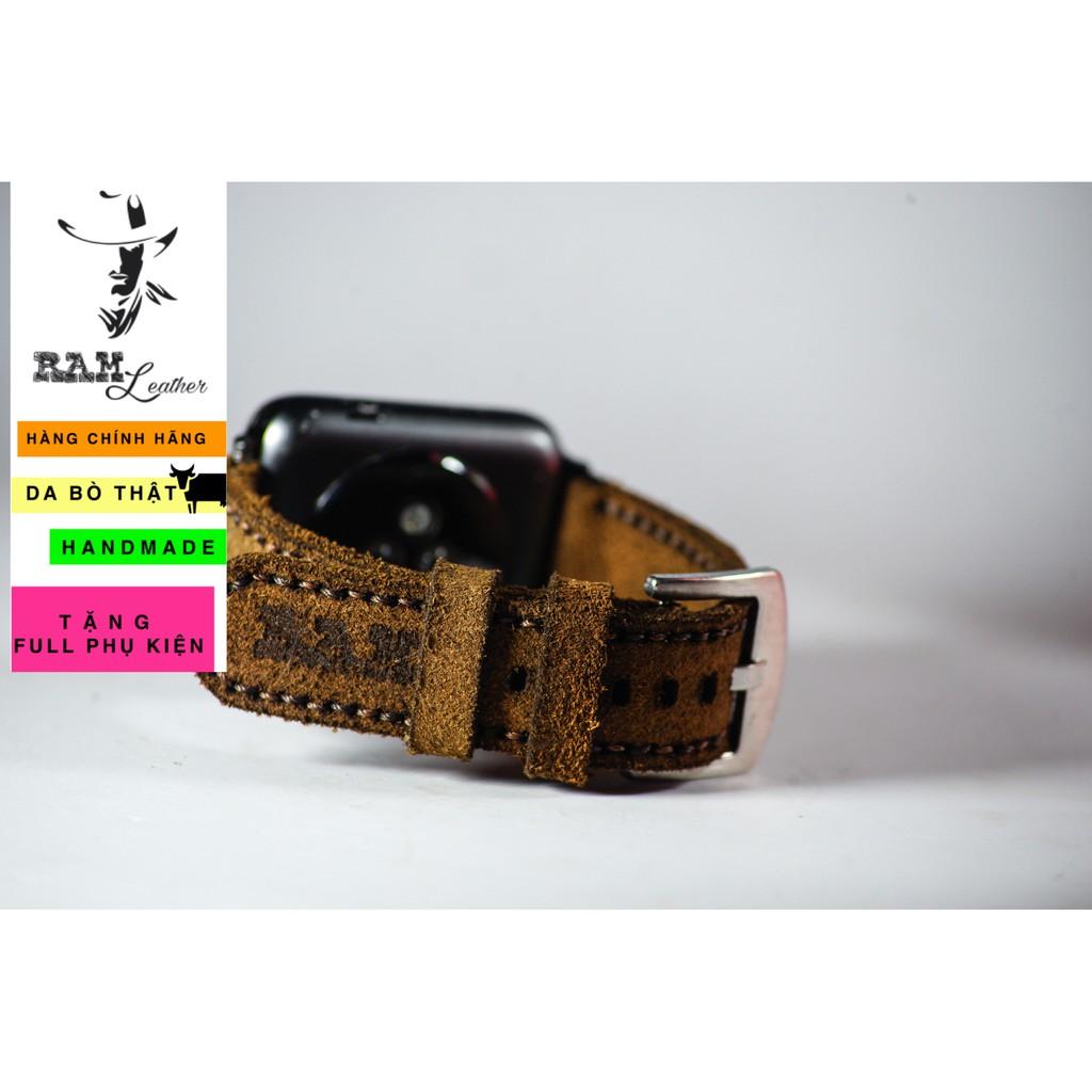 Dây đồng hồ RAM Leather cho apple watch da bò lộn nâu đậm - RAM classic 1960