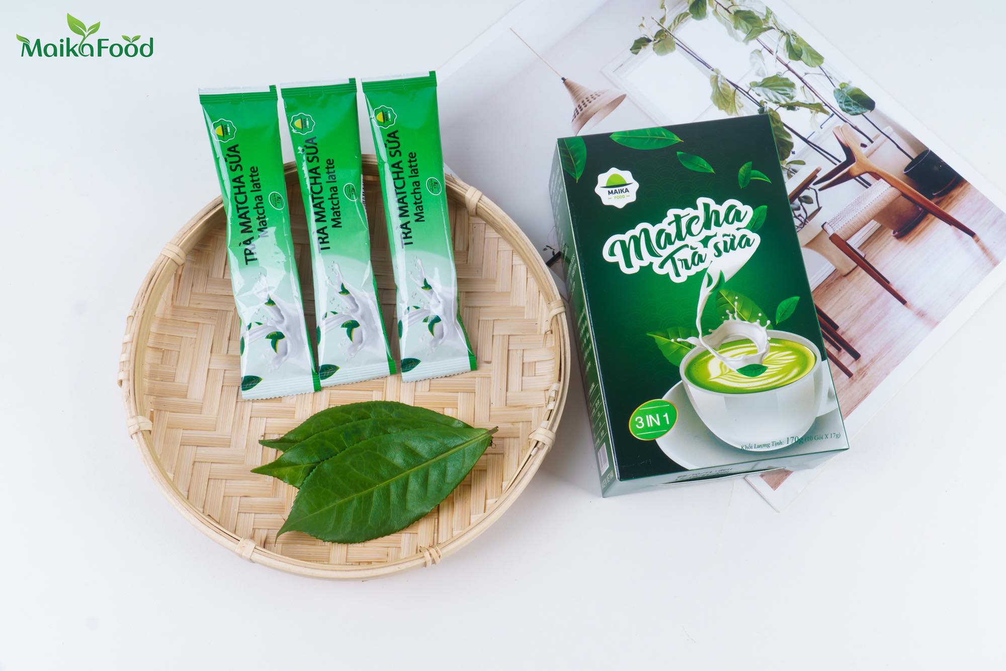 Trà Sữa Matcha - Matcha Latte MaikaFood Hoà Tan 3in1 Hộp 10 Gói 170gr