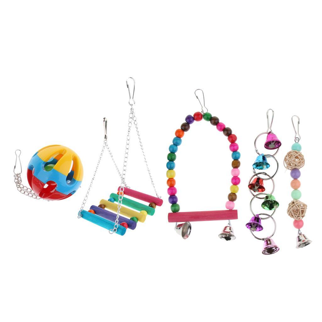 5PCS Parakeet Bird Toys Bird Perches Swing Toys Bridge Toys for Parakeets