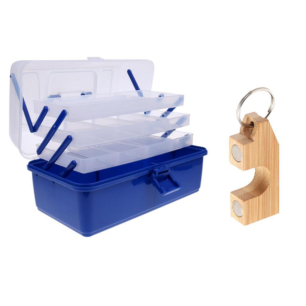 Waterproof Fishing Tackle Box Tray + Wooden Magnetic Fly Fishing Rod Holder