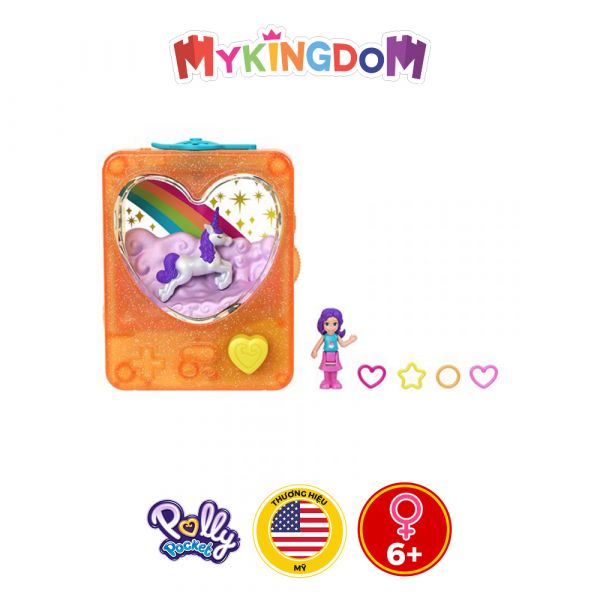 Đồ Chơi Búp Bê POLLY POCKET Pp Trò Chơi Bắn Vòng Nước Cam - Unicorn GWF52/GWF48