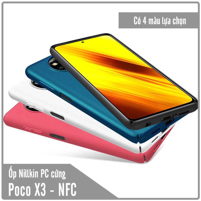 Ốp lưng cho Xiaomi Poco X3 NFC Frosted Shield nhựa PC cứng Nillkin , Vân nhám , chống vân tay - Hàng nhập khẩu