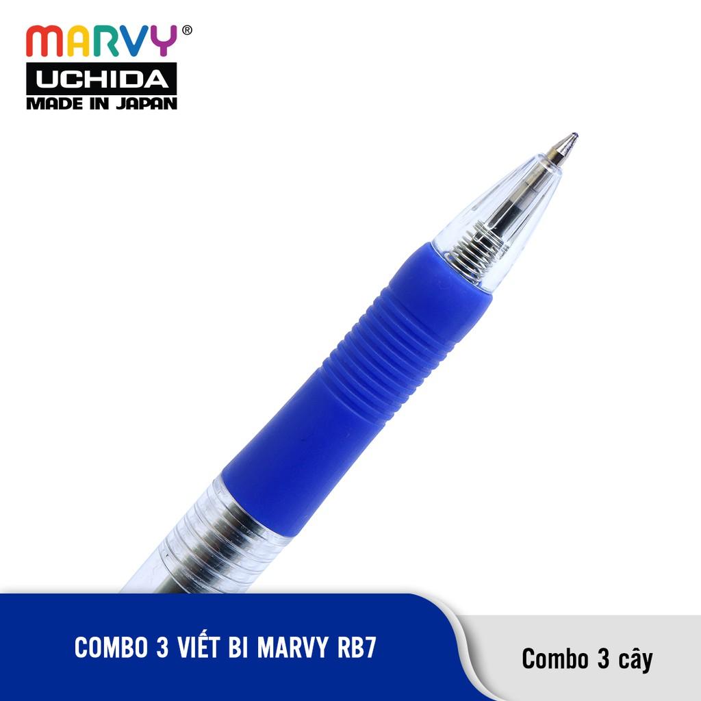 Combo 3 Bút bi bấm mực Đức MARVY RB7 ngòi 0.7 mm (xanh đỏ đen)