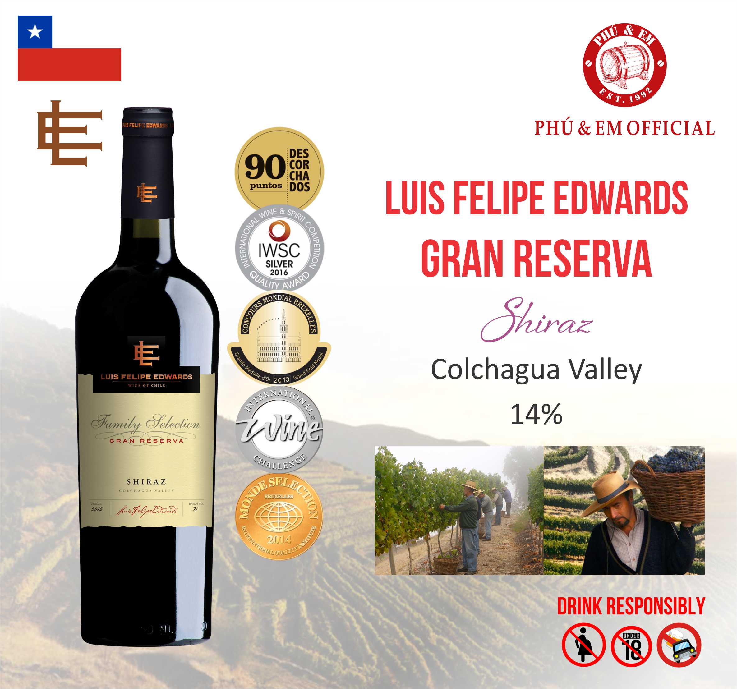 Rượu Vang Đỏ Chile Luis Felipe Edwards Gran Reserva Shiraz