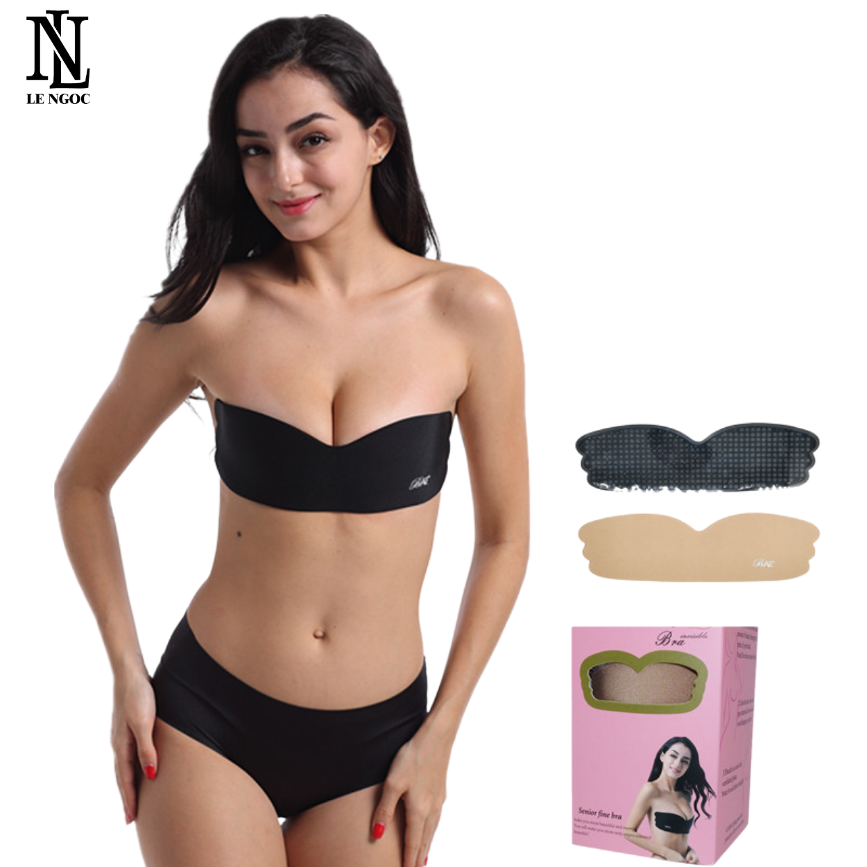 Miếng dán ngực thoáng khí, miếng dán nâng ngực tạo khe hình cánh bướm cho cô dâu mặc áo cưới cúp ngang hở lưng-LN161