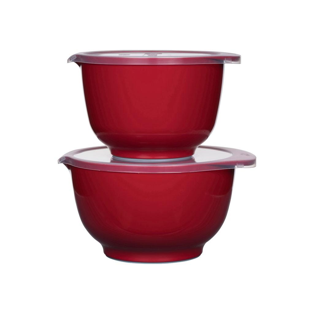 Bộ âu trộn Rosti, màu đỏ. 2 âu + 2 nắp. Nhãn Rosti Đan Mạch