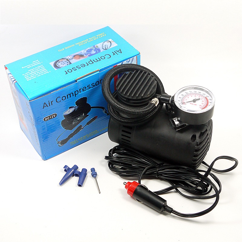 Máy Bơm Lốp Ô Tô / Xe Máy 12V 300Psi Có Đồng Hồ