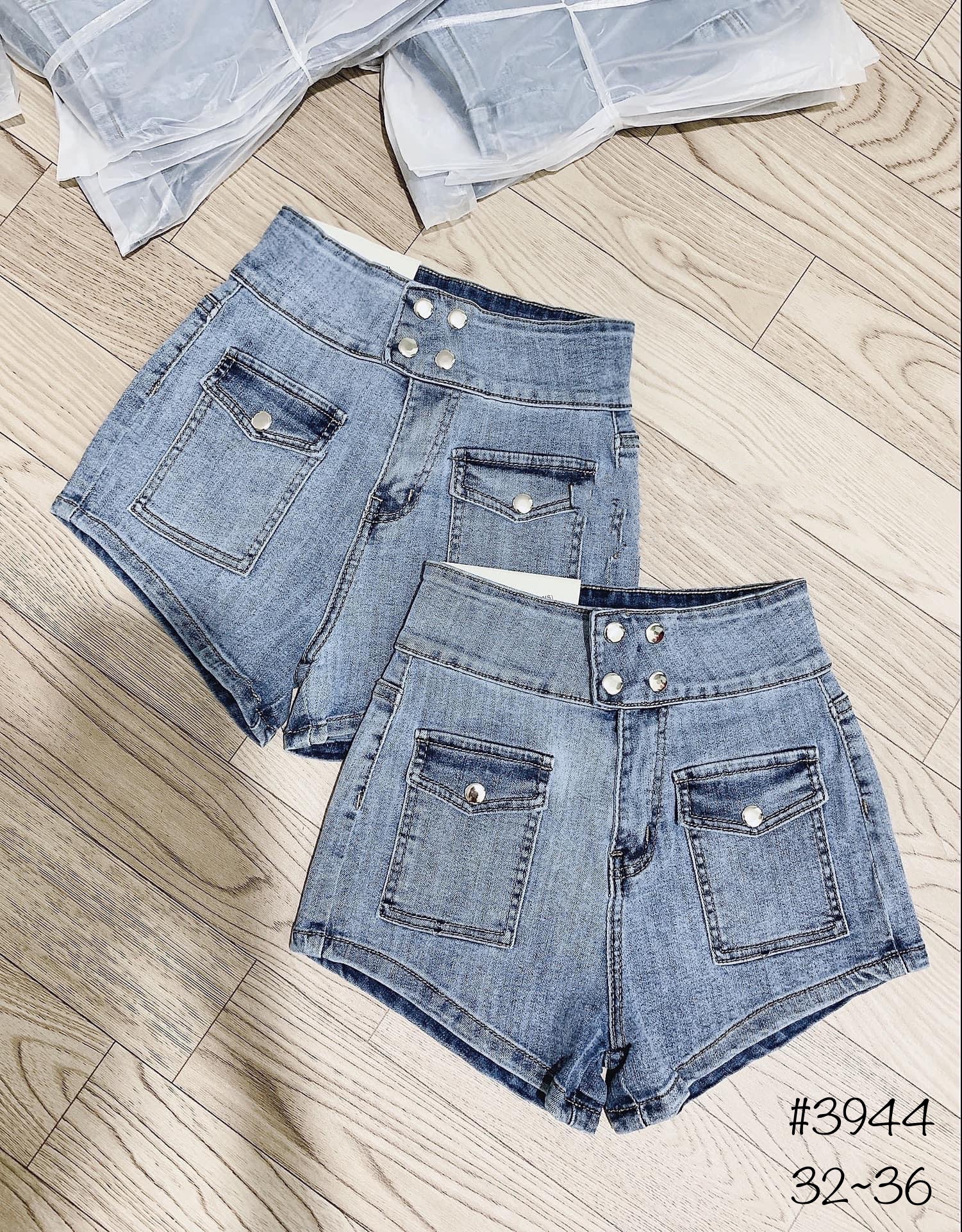 Quần short jean nữ BigSize lưng cao trên rốn, co dãn mạnh, 2 túi hộp nổi, dành cho người mập 3942 3944
