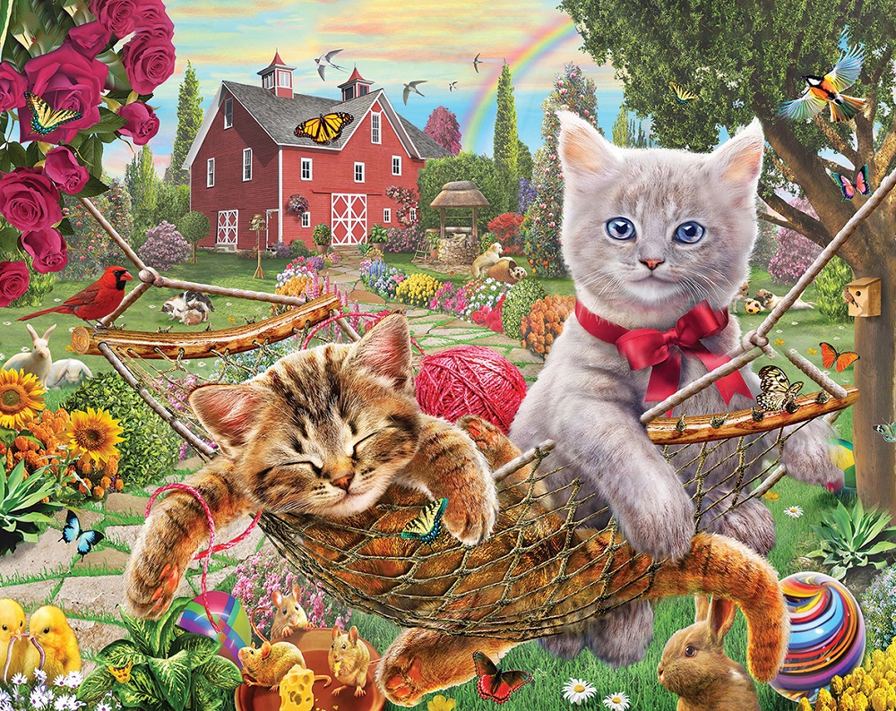 Bộ Tranh Xếp Hình Minh Châu 500 Mảnh – Cats On The Farm (Kích Thước 40x50cm)