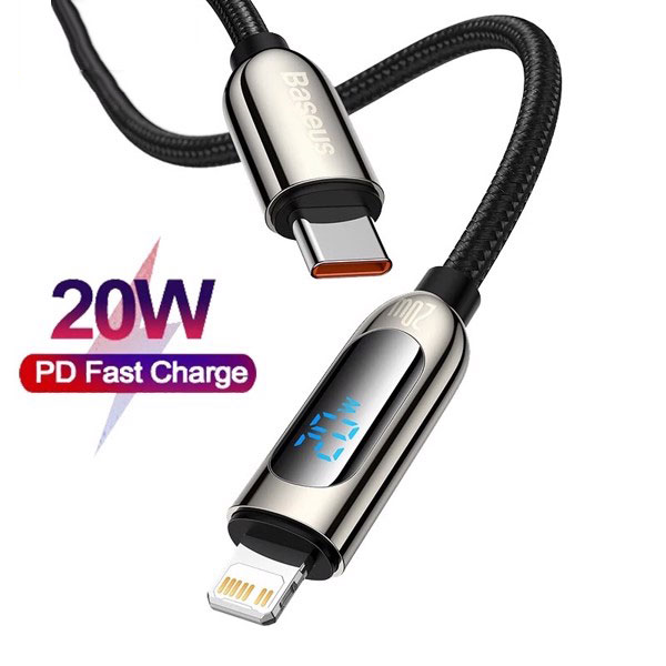 Cáp sạc nhanh tích hợp màn hình LED Baseus Display Fast Charging Data Cable Type-C to IP 20W - Hàng nhập khẩu