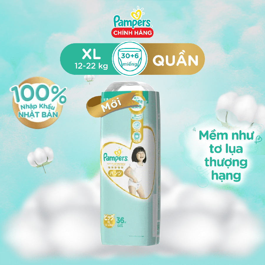 Tã/ Bỉm Quần PAMPERS Nội Địa Nhật Bản Size M(48 miếng, 6-11kg/ L(38 miếng, 9-14kg)/ XL(36 miếng, 12-22kg), Cao Cấp Thượng Hạng