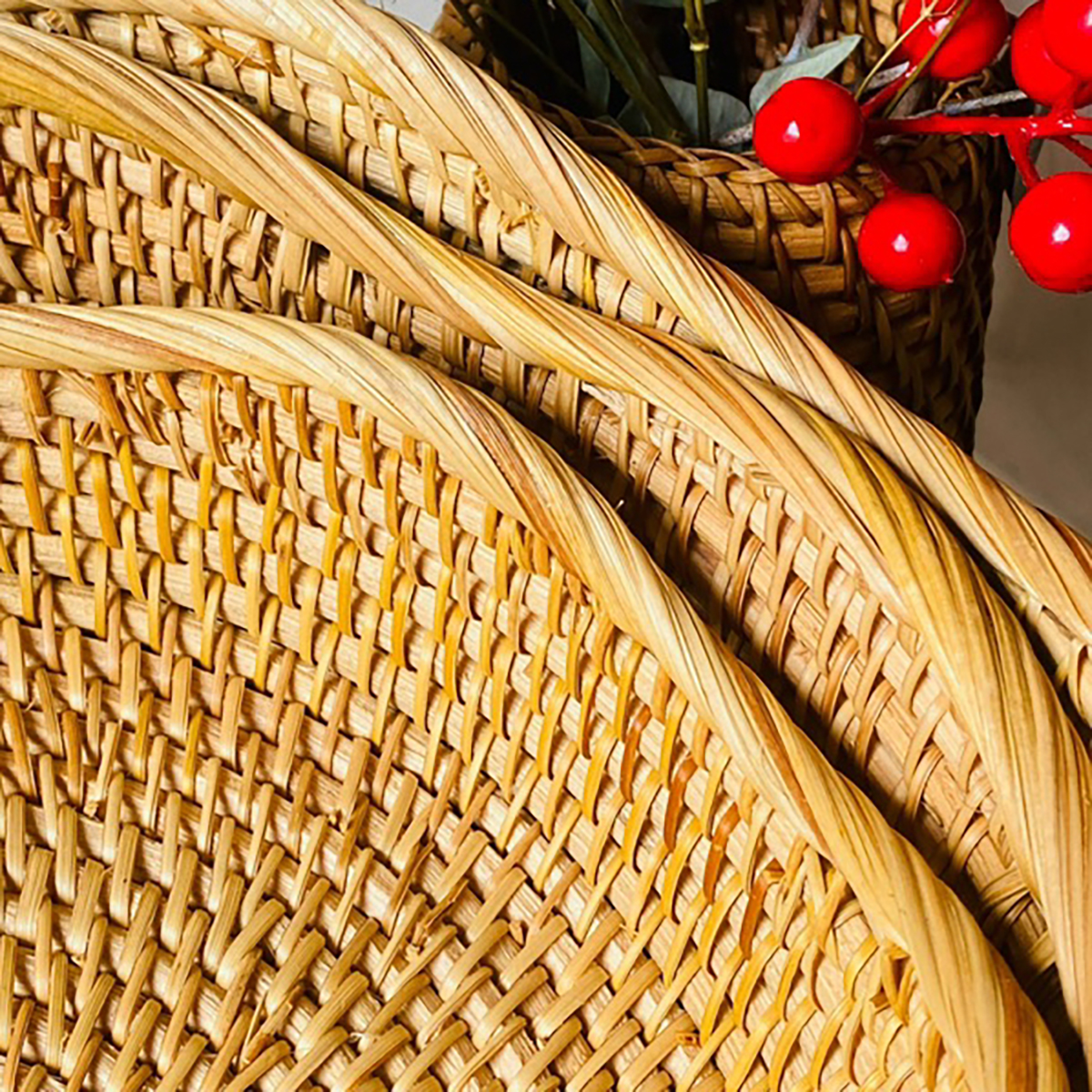 Rổ Đựng Trái Cây, Đồ Khô Chất Liệu Mây Tre Đan Thủ Công, Giỏ Đựng Đồ Decor Nhà Ăn, Phòng Khách