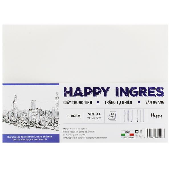 Bộ 10 Tờ Giấy Vẽ A4 110gsm - Happy Ingres HA110A4