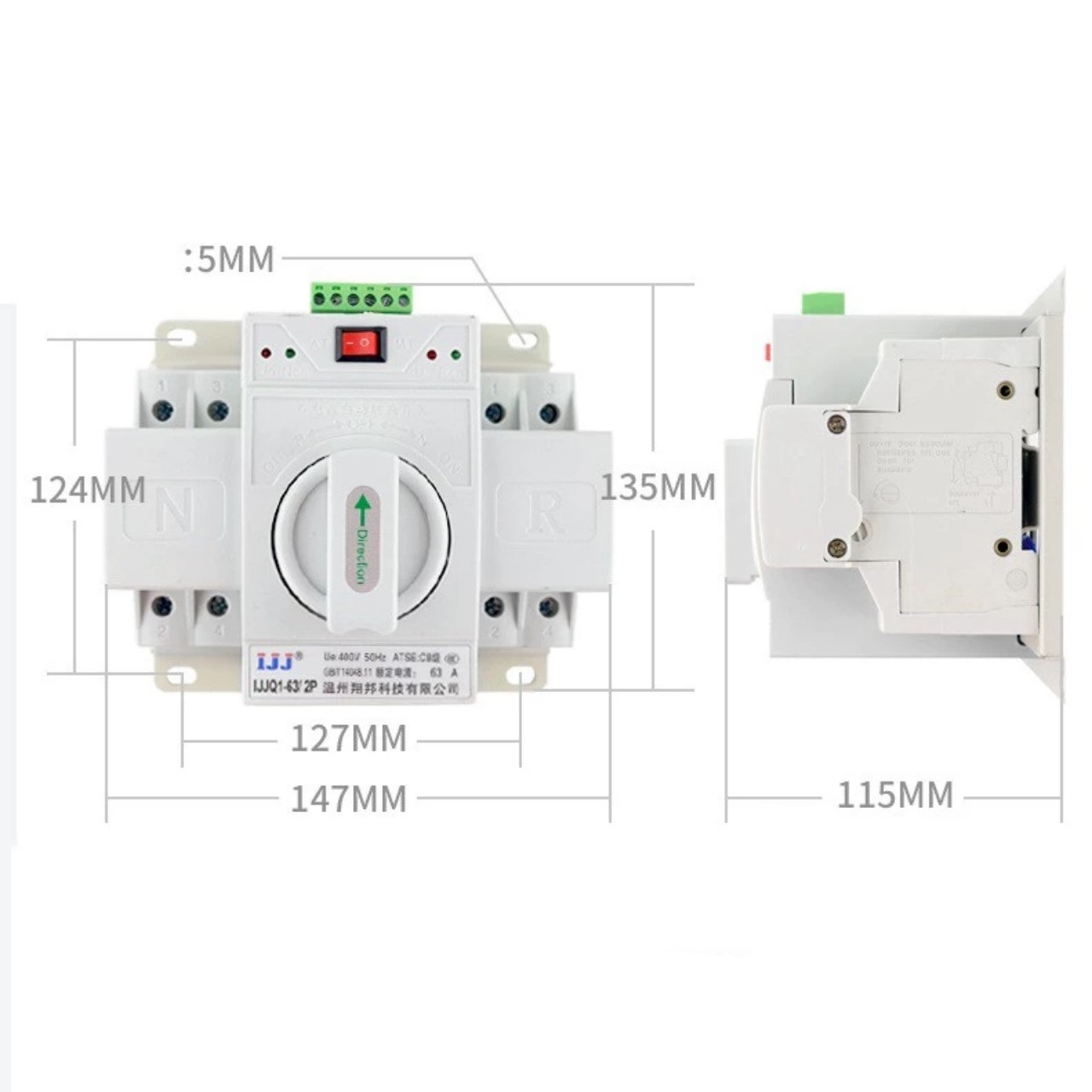 Bộ chuyển đổi nguồn tự động ATS 2 pha 125A/220V có gián đoạn <2S