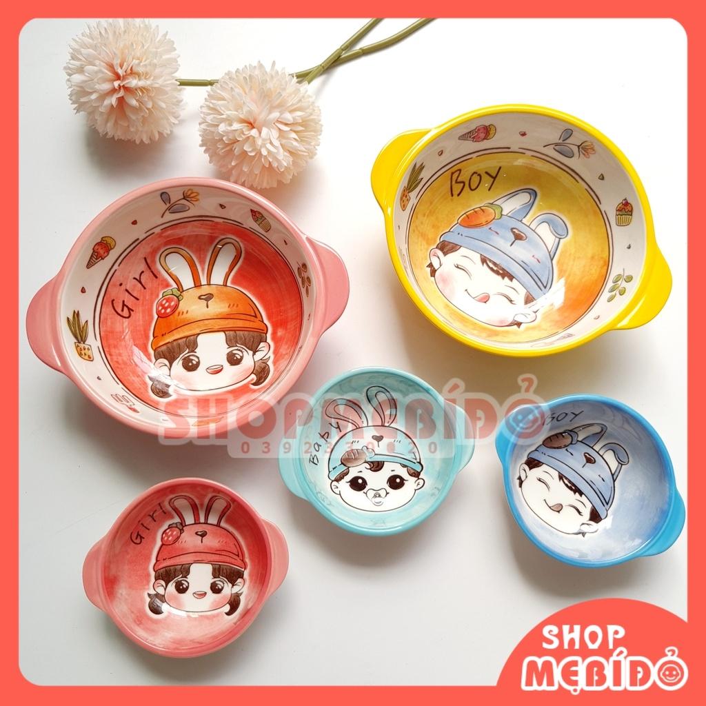 Bát Ăn Dặm Gốm Sứ Bát Ăn Cơm Bé Trai Bé Gái Decor Dễ Thương Cho Bé Shop Mẹ Bí Đỏ T76