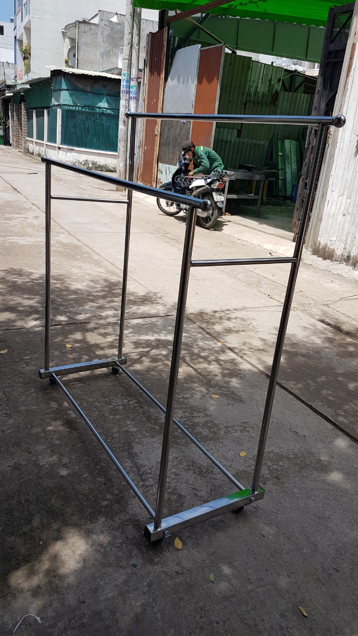 Giá phơi đồ, sào phơi quần áo ĐÔI inox chân hộp vuông