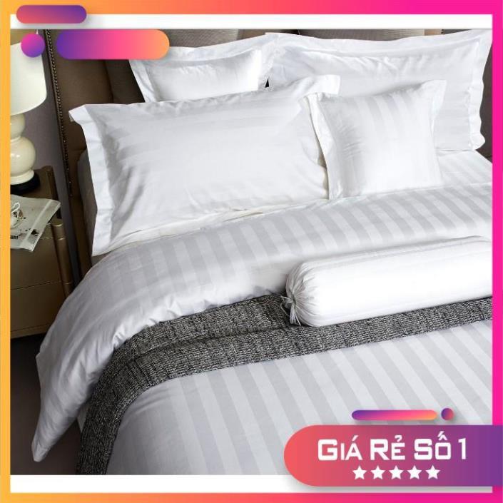 Vỏ chăn khách sạn cotton cvc TRẮNG SỌC đủ kích thước 1m6/m8/2m2 x 2m