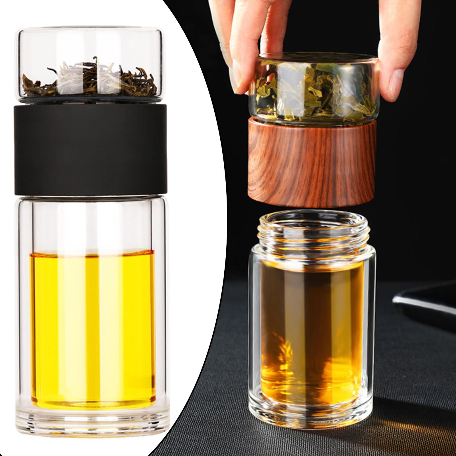 Portable Double Glass Tea Infuser Travel Tumbler Water Bottle with Filter