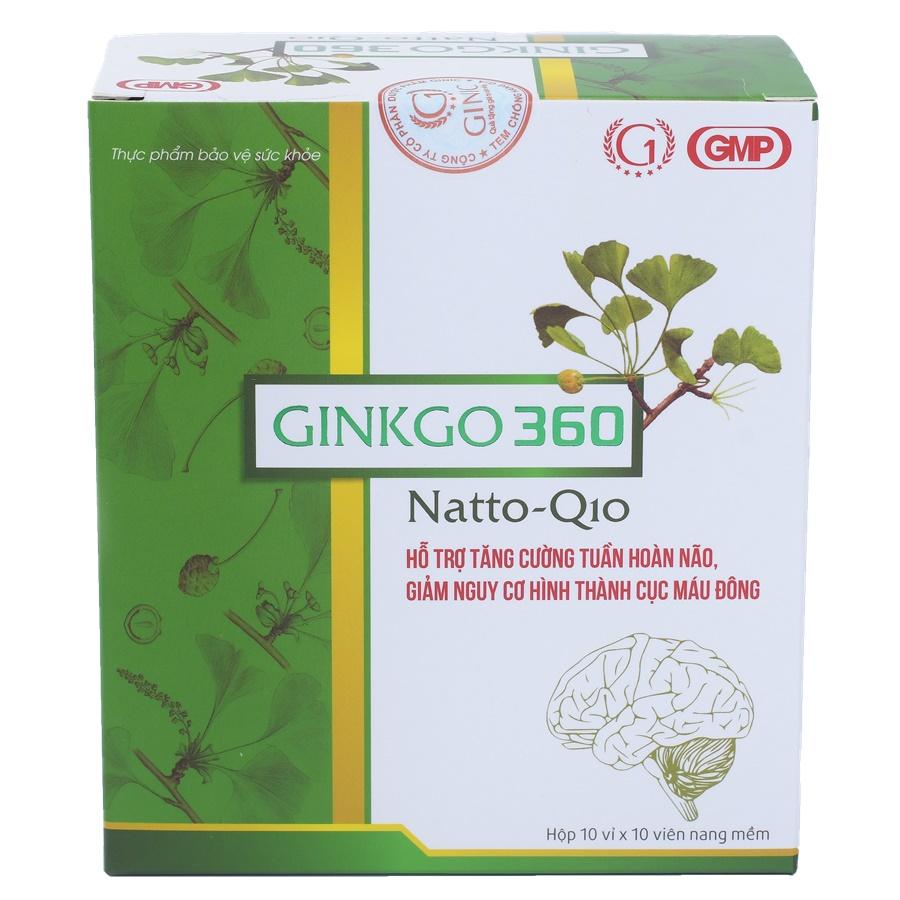Viên uống Tuần hoàn não GINKGO 360 NATTO Q10 – Bổ sung Nattokinase, Coenzym Q10 và Thảo dược.