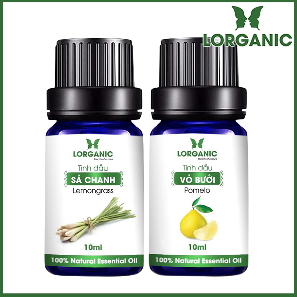 Combo Tinh Dầu Sả Chanh Lorganic + Bưởi Lorganic (10ml / Chai)