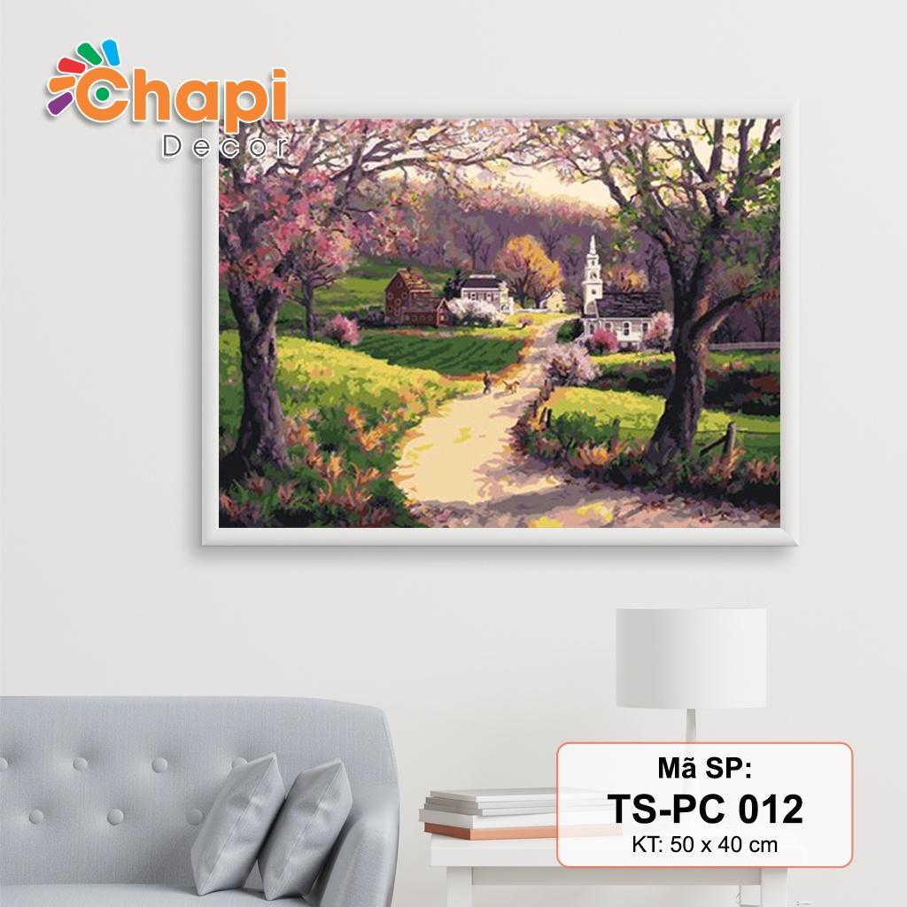 Tranh tô màu số hóa Chapi Đồng Quê Bình Yên KT 40x50cm căng sẵn khung, Có dầu bóng l Chapi Decor