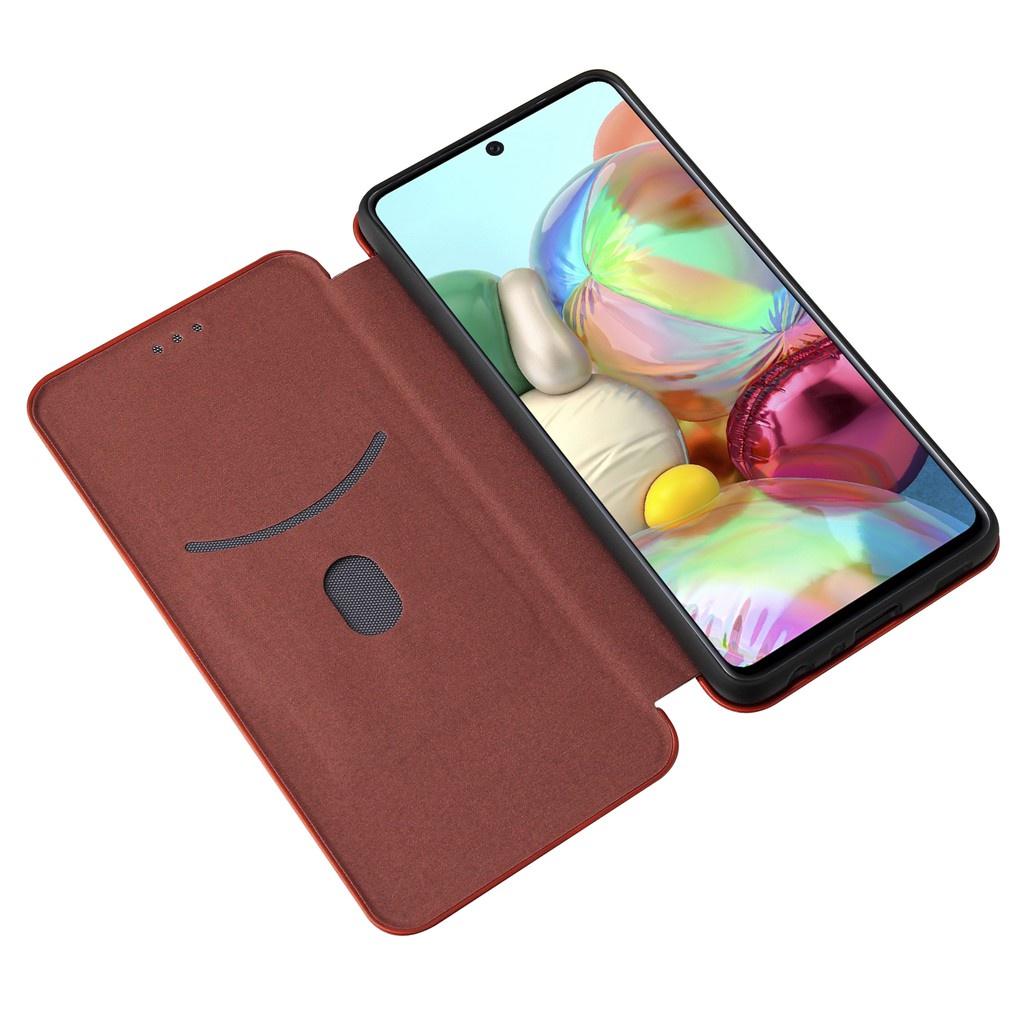 Bao da điện thoại nắp lật phối sợi carbon cho Samsung Galaxy A03S A32 4G A02/M02 A02S A72 A52 A32 5G A12 A42 5G A21S