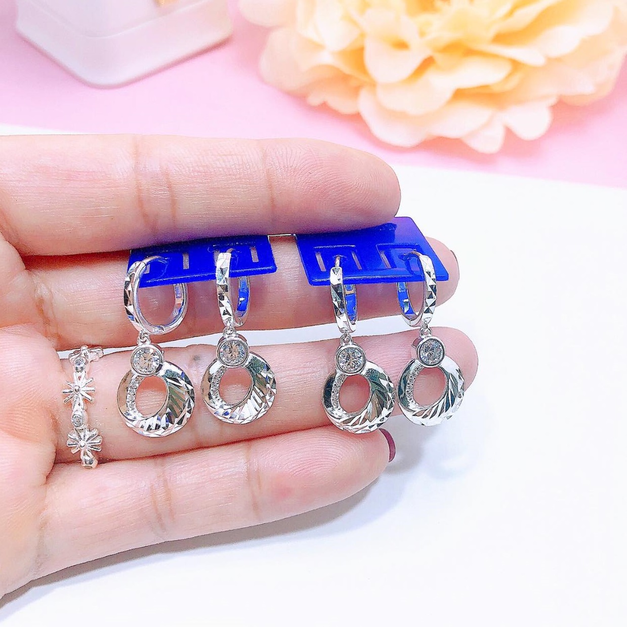 Bông tai bạc thời trang chất liệu bạc Ý MS13a