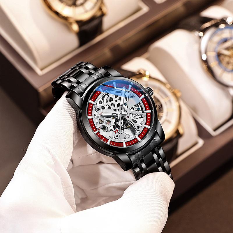 Đặc Biệt Douyin Kuaishou Sống Phổ Biến Cơ Khí Khu Vực Rỗng Hoàn Toàn Tự Động Chống Nước Nam Khí Quyển Đồng Hồ Thép Không Gỉ