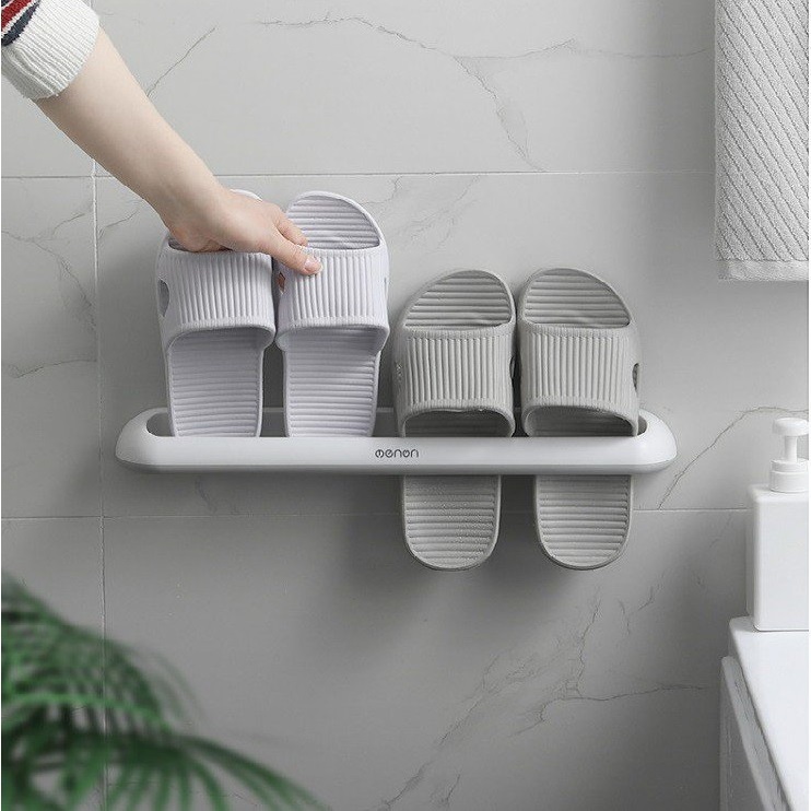 Thanh treo dép nhà tắm OENON, Kệ treo khăn tắm dán tường gạch men chất liệu nhựa ABS cao cấp - OE048
