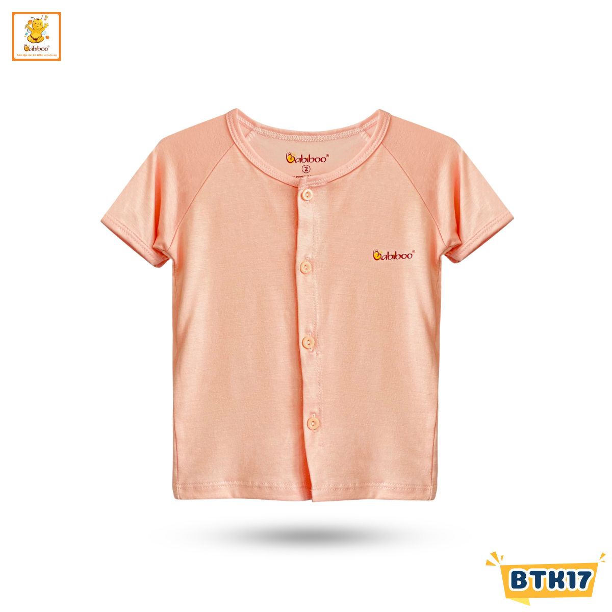 Áo sơ sinh cộc tay Babiboo áo sơ sinh Viscose cài giữa mềm mịn mát BTK17