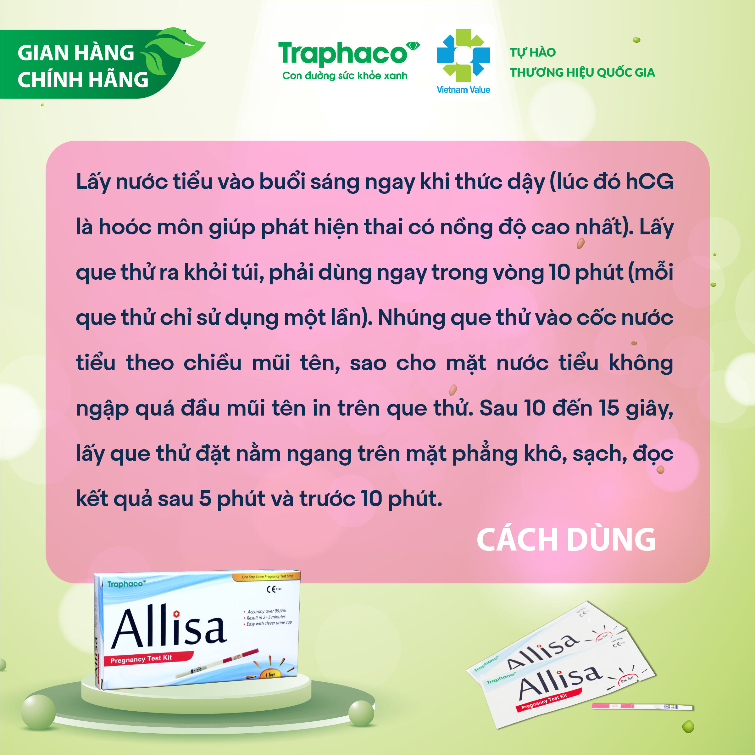 Que Thử Thai Allisa HCG Traphaco Chính Xác Mọi Thời Điểm Trong Ngày Chỉ Sau 7 Ngày Quan H