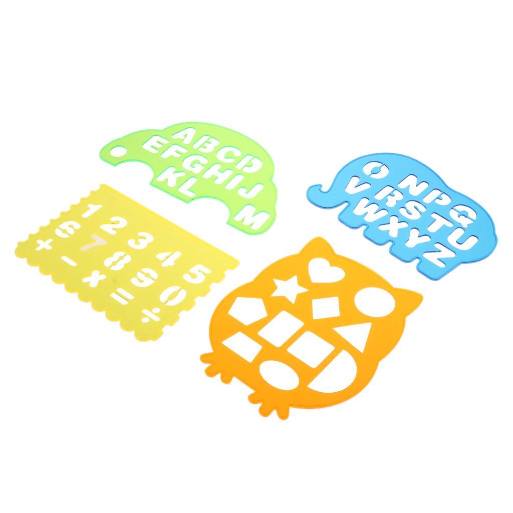 Painting Template and Seal Toy Painting Tool Kit for Kids Early DIY Learning Include Numbers, Geometric Patterns and Alphabet