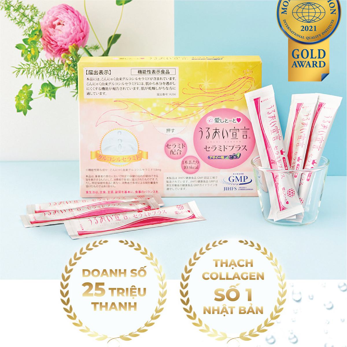 Combo 10 hộp thạch collagen jelly ceramide plus 30 thanh