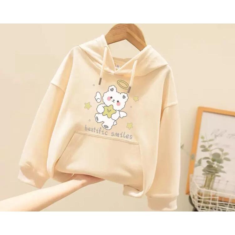 Áo hoodie cho bé gái gấu thiên thần từ 9 đến 35kg , chất nỉ bông siêu xinh