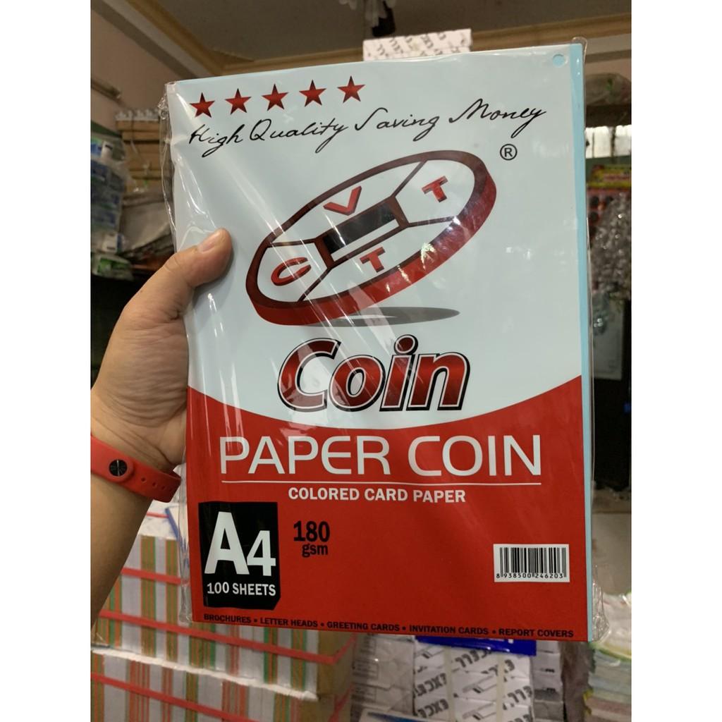 Giấy bìa màu A4 Coin 180gsm - xanh dương